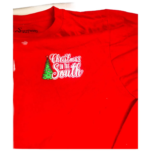 Southern Y'all Christmas in the South Red Santa Long Sleeve T Shirt Medium - Picture 3 of 4